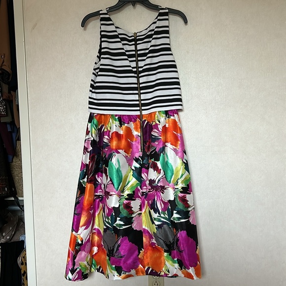 Taylor Fit and Flare stripes and floral dress - Picture 2 of 3